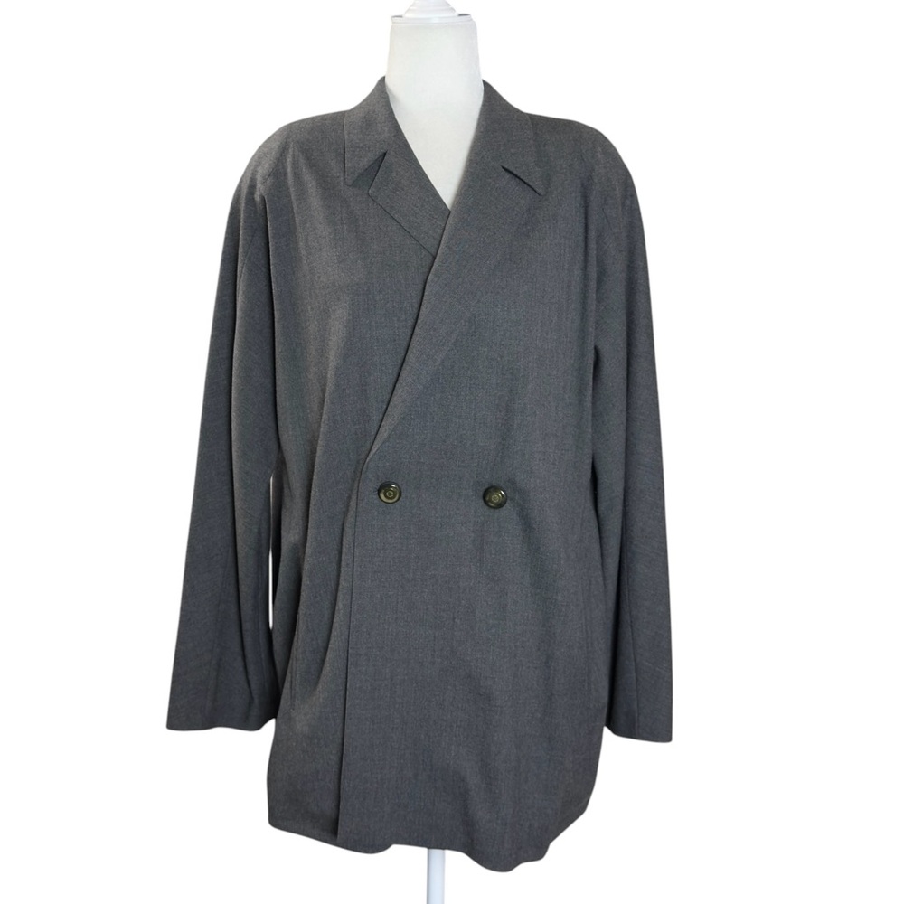 Vintage Escada Gray Virgin Wool Double-Breasted 80s 90s Power Blazer Eu 36 US 6